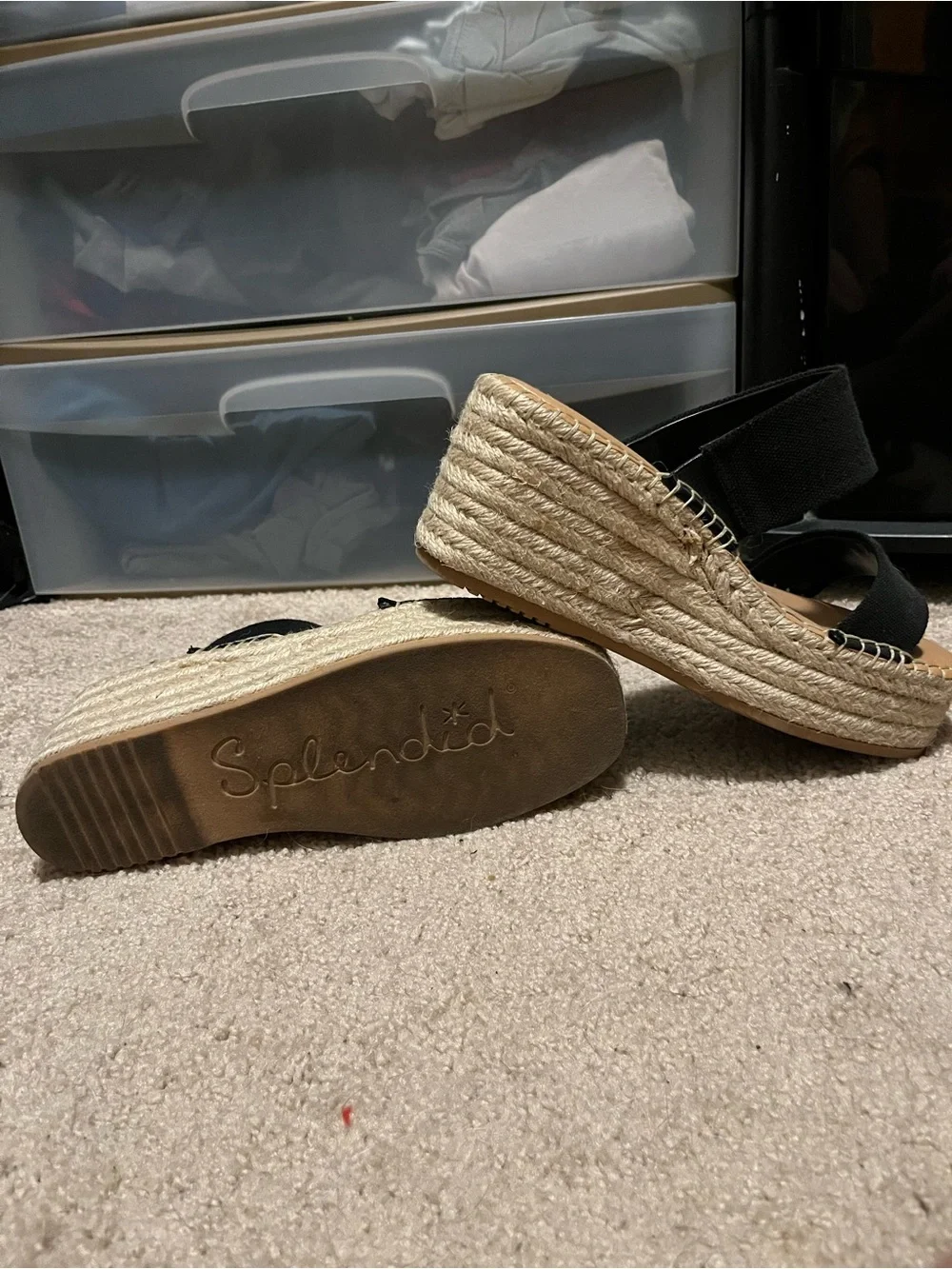 Splendid Black Two-Strap Espadrille Platform Sandals
